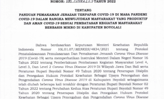 SURAT EDARAN PANDUAN PEMAKAMAN JENAZAH COVID-19