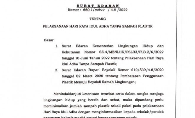 PERAYAAN IDUL ADHA TANPA SAMPAH PLASTIK 2022